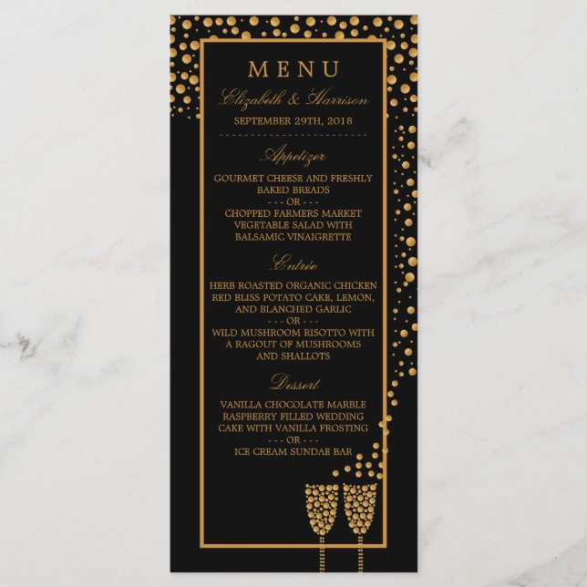 Champagne d'or Bubbles - Menu de la partie d'engag (Devant)