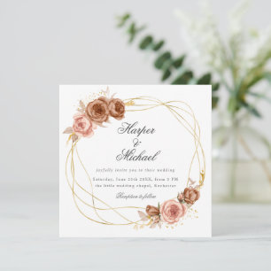 champagne d'or faire-part de mariage rose