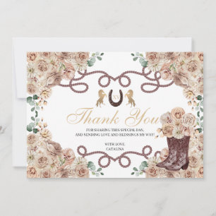 Champagne d'or Quinceanera Carte de remerciements