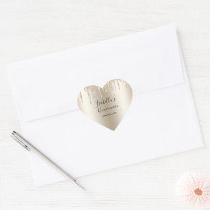 Champagne Dripping Glitter Elegant Quinceanera Heart Sticker