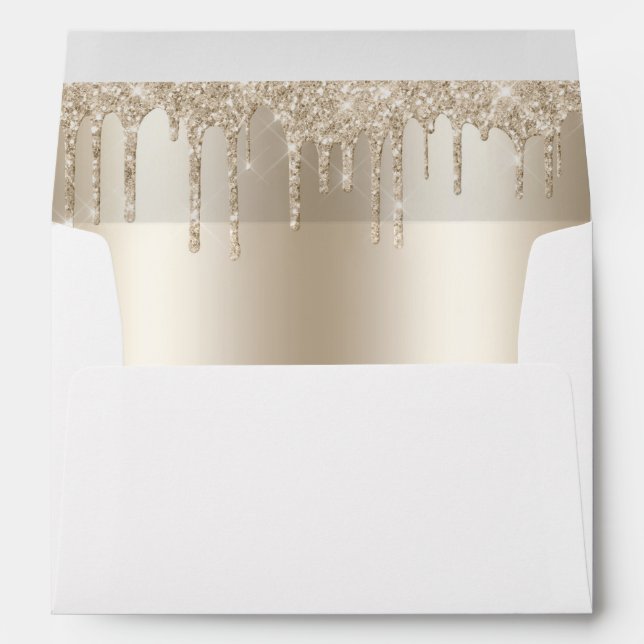 Champagne Dripping Glitter Quinceanera Birthday Envelope (Back (Bottom))