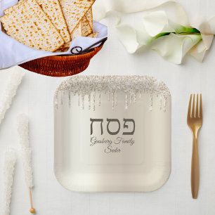 Champagne Dripping Jewish Holiday Passover Seder Paper Plate