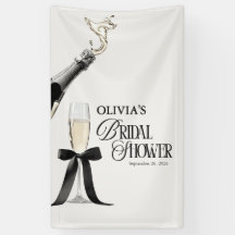Champagne élégant, bannière de mariage noir et bla