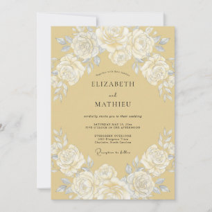 Champagne Elegant Vintage Wedding Invitation