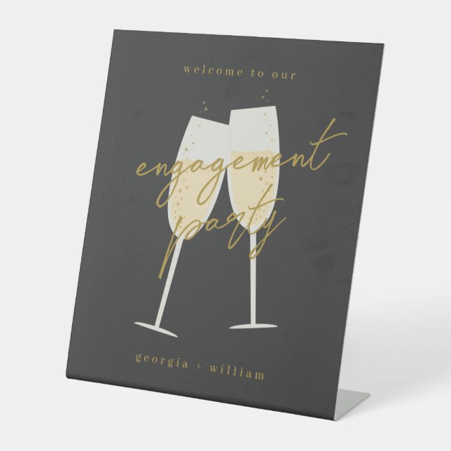 Champagne Engagement Party Pedestal Sign (Front)