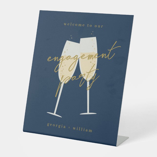 Champagne Engagement Party Pedestal Sign (Front)