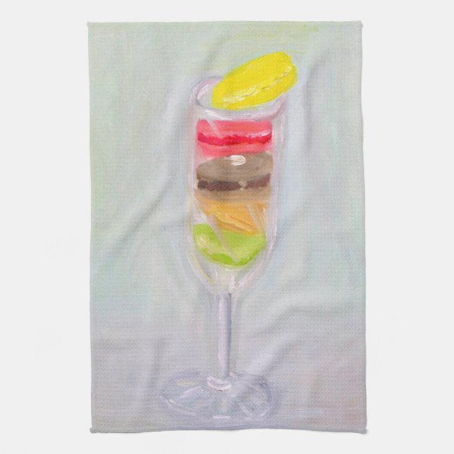 Champagne et serviette de cuisine de macarons (Vertical)