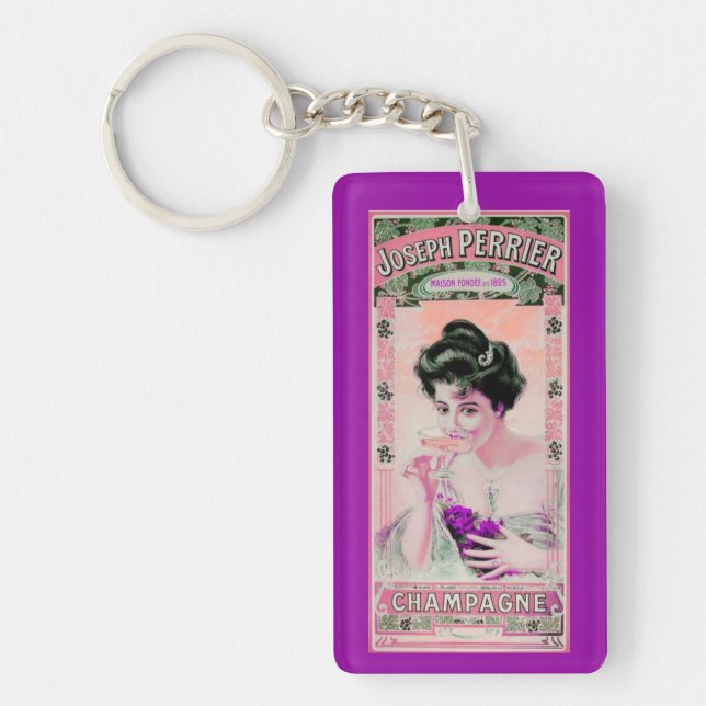 Champagne femme vintage étiquette rose violet (Devant)