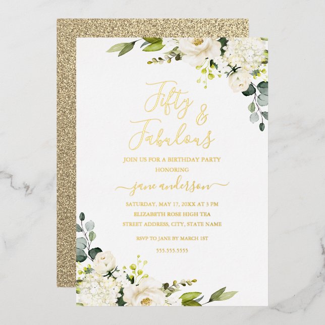 Champagne Floral 50 & Fabulous Birthday (Front/Back)