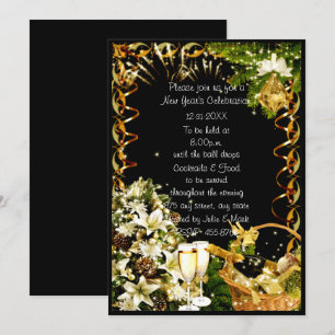 Champagne Floral blanc Invitation de la fête du No