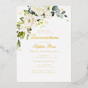 Champagne Floral Golden Butterfly Quinceanera