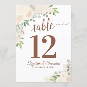 Champagne Floral Mariage Numéro de la carte Grand