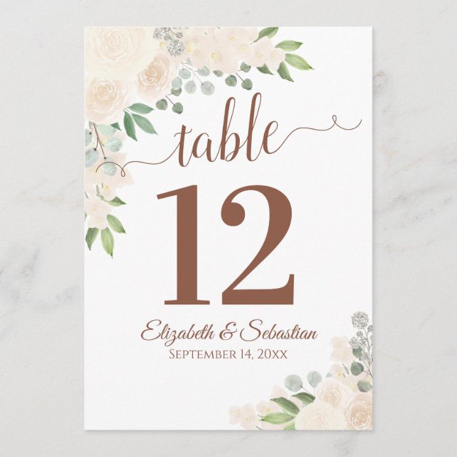 Champagne Floral Mariage Numéro de la carte Grand (Devant)
