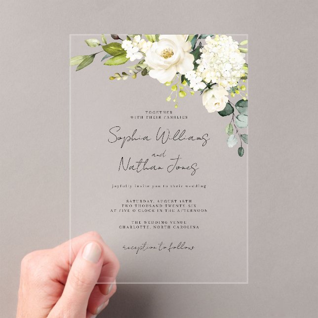 Champagne Floral Wedding   Acrylic Invitations (Insitu (Handheld))