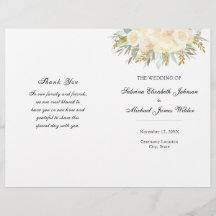 Champagne Floral Wedding Folded Program