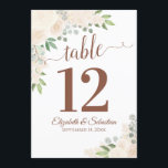 Champagne Floral Wedding Table Number Card Large<br><div class="desc">These beautiful wedding table number cards feature an elegant boho chic design with hand painted watercolor roses, blossoms, and greenery in shades of champagne blush or pale peach. These cards are larger than standard making it easy for your guests to find their tables. Perfect way to make your wedding reception...</div>