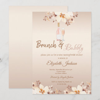 Champagne FlowBeige Brunch & Bubbly Bridal Shower Invitation