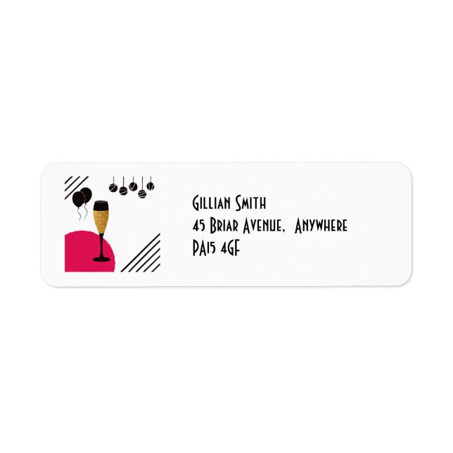 Champagne Flute/Balloons/Return Address (Front)