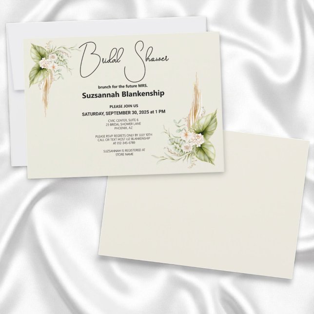 Champagne Flute Toast Bridal Shower Template (floral corner border invitation template front and solid color back)