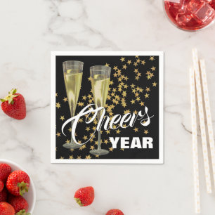 Champagne Flutes Custom Happy New Year Napkin