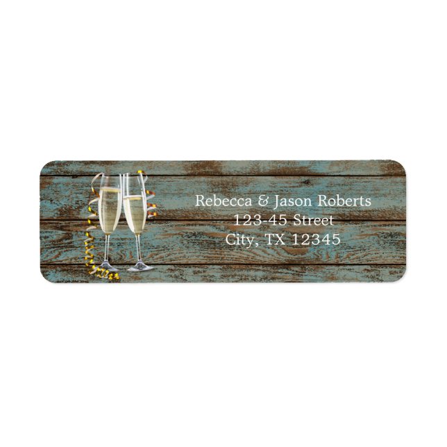 champagne flutes rustic blue barn wedding (Front)