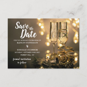 Champagne Flutes, Save The Date Enclosure Card