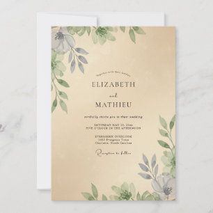 Champagne Foliage Eucalyptus Wedding Invitation