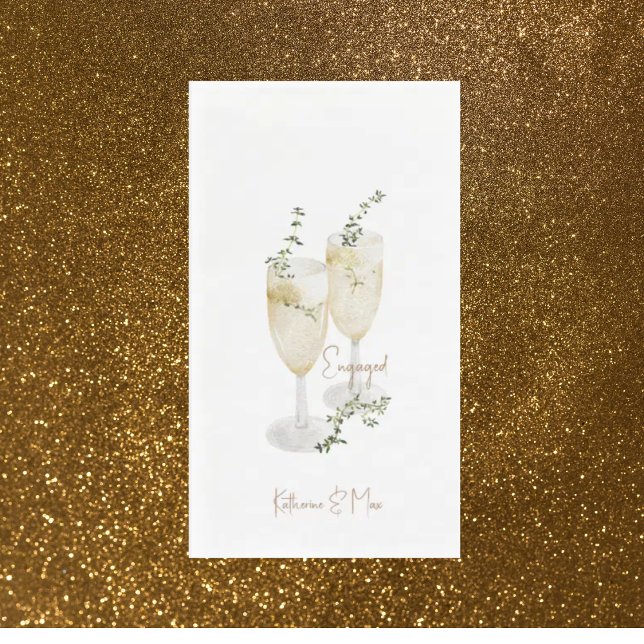 Champagne Foliage Gold Engagement Party Napkin (Creator Uploaded)