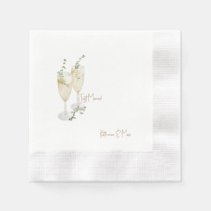 Champagne Foliage Wedding Just Married Coined Napkin