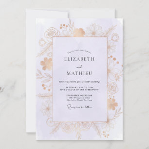 Champagne Gilded Petals Wedding Invitation