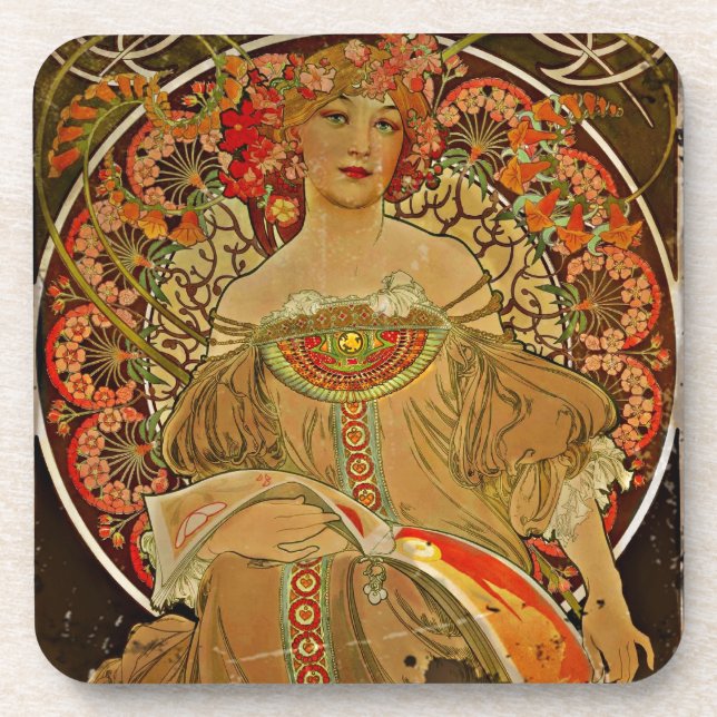 Champagne GIrl c1897 Coaster (Front)