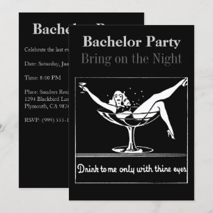 Champagne Glass Bachelor Party Invitation