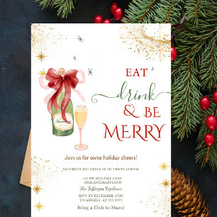 Champagne Glass Bottle Red Bow Invitation
