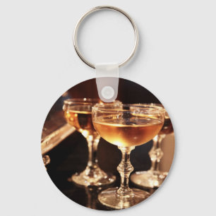 champagne glass golden toast keychain