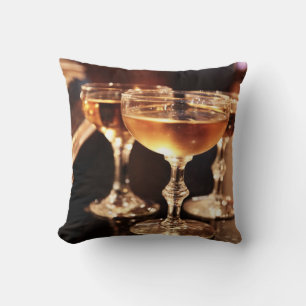 champagne glass golden toast throw pillow