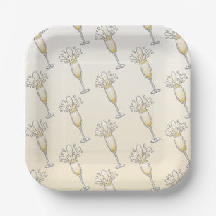 Champagne Glass Paper Plate