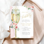 Champagne Glass Pink   Gold Floral Bridal Luncheon Invitation<br><div class="desc">This pretty design features a floral bouquet in shades of pink and a watercolor champagne glass.   Fill in your information on the template. Use the "customize it" feature to change the fonts or layout.</div>