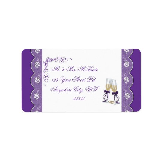 Champagne Glass Wedding Address Labels pu