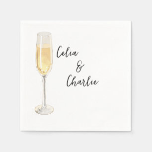  Champagne Glass, White  Napkin