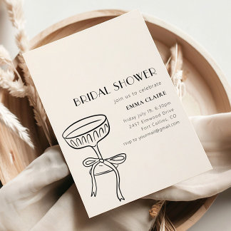 Champagne Glass With Bow Bridal Shower Invitation