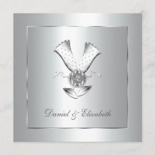 Champagne Glasses 25th Wedding Anniversary Invitation