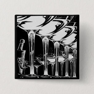 Champagne Glasses 2 Inch Square Button