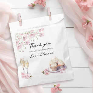 Champagne Glasses and Cupcakes Pink Wildflowers Favour Bag