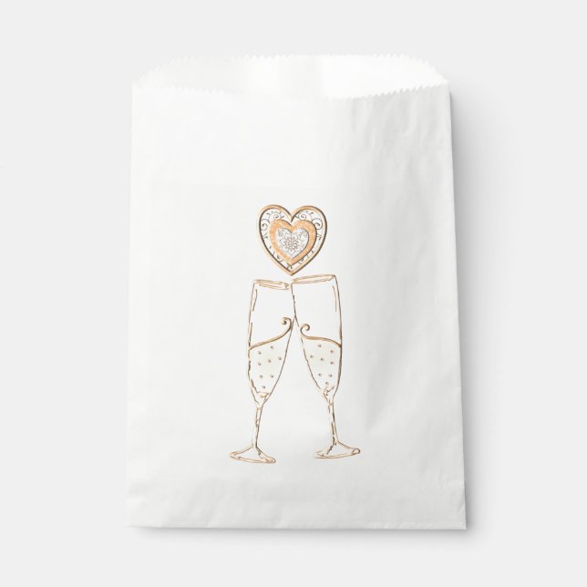 Champagne Glasses and Hearts Favour Bag (Front)