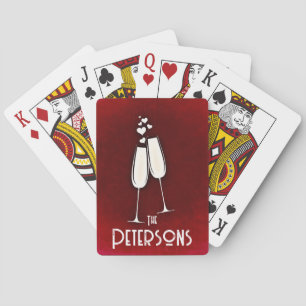 Champagne Glasses and Hearts  Playing Cards