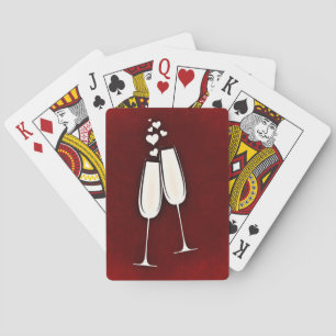 Champagne Glasses and Hearts  Playing Cards