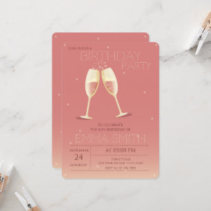 Champagne glasses Birthday invitation