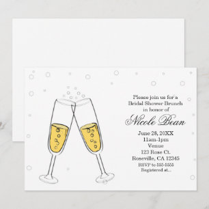 Champagne Glasses & Bubbles Modern Invitations
