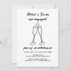 Champagne Glasses Cheers Custom Engagement Party Invitation