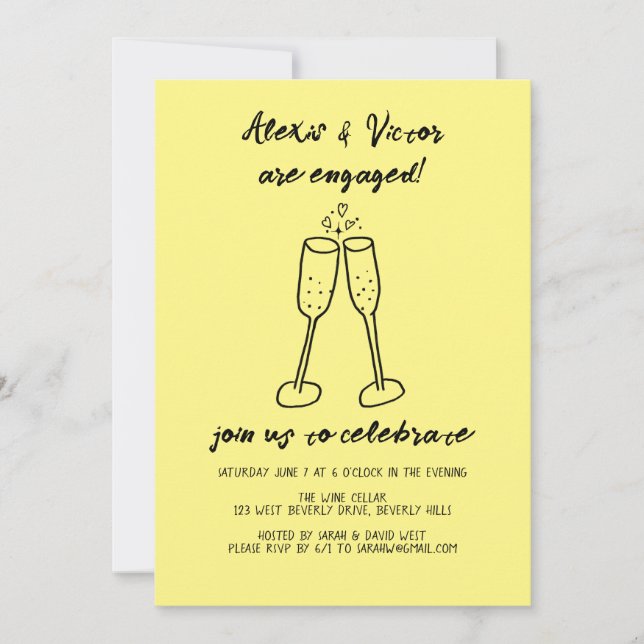 Champagne Glasses Cheers Custom Engagement Party Invitation (Front)